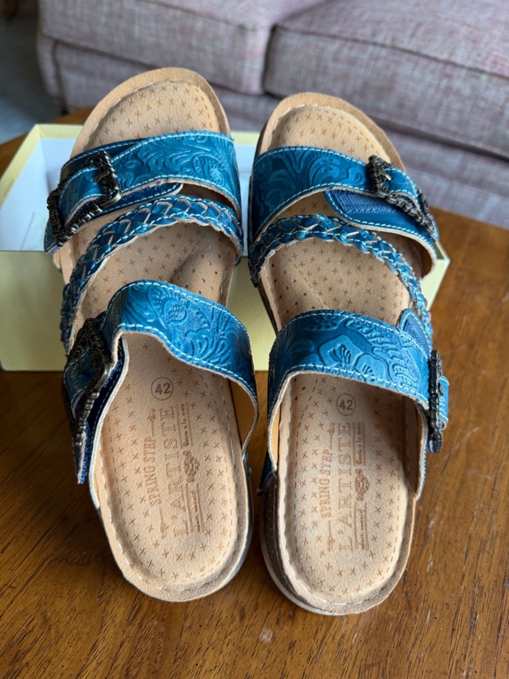 L’Artiste Spring Step Triple-Strap Embossed Women's Sandals